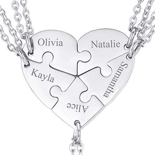 FaithHeart personalisierte Puzzle Anhänger DIY Namenskette aus Edelstahl BFF Freundschaftskette Familienkette mit Gravur Puzzle Kette für 2/3/4/5/6/7/8
