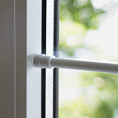Klemmstange FLEX ausdrehbar/ausziehbar TELESKOP mit Saugknopf zum klemmen - ohne zu schrauben und bohren für Fenster und Türen (weiß, 70-90 cm)