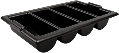 We Can Source It Ltd - Heavy Duty Black Cutlery Tray – Stackable Plastic Organizer for Catering, Restaurants & Kitchens – Durable Storage Solution with Deep Compartments for Efficient Organization