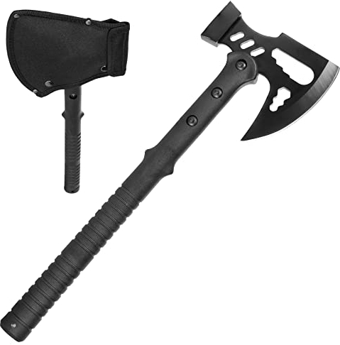 Viking Gear Axt Survival Black Ragnar Edition Hammer als Camping Beil – Axt zum Holzspalten - Bushcraft für Outdoor Abenteuer Campingaxt – M48 Tactical Tomahawks Axe