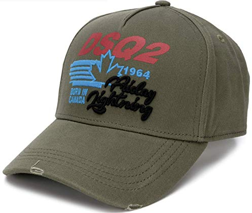 DSQUARED2 Dsq2 Friday Lightning Logo Patch Baseballcap Kappe Basebalkappe Hat Cap Army Green