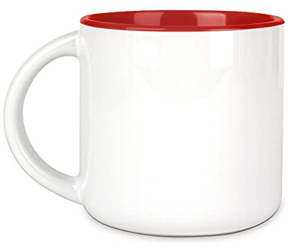 Bastel-Tassen ohne Druck zum Bemalen aus Hochwertiger Keramik Einzeln oder im Set/Mug/Cup/Becher/Pott Pott Innen Rot 2er Set