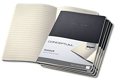 Sigel Conceptum Notizheft A4 liniert schwarz 64 Seiten 5er Pack | CO861/5, edler schwarzer Softcover-Einband, aus nachhaltigem Papier