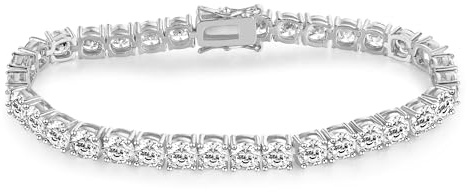 Gemsme 5MM Tennis Bracelet for Women Men, 18K White Gold Plated 5mm Round Cubic Zirconia Classic Tennis Bracelet,7 inch