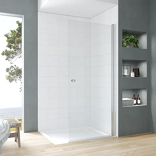 Walk-in Duschtür 75 x 187 cm Duschwand Glas Drehtür Duschabtrennung drehbar Glaswand Duschtrennwand Ebenerdige Dusche Sicherheitsglas Klarglas Echtglas 5 mm | OHNE Magnetprofil-Set