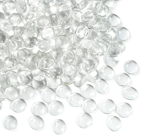 VGOODALL Clear Glass Pebbles 420-Pack 1.9kg｜1.5-2cm Crystal Stones for Aquarium Gravel, Vase Filler, Hydroponics & Home Decor