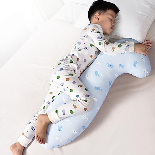 BYRIVER Kinder Körperkissen 90cm | Vielseitiges Stützkissen, Für Kinder ab 3 Jahren, Waschbarer Baumwoll-Bezug, Seitenschläferkissen