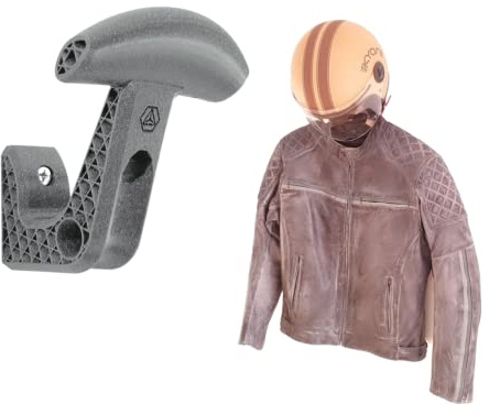 Enhanc3d Designs Motorradhelm Halterung Wand – Helmhalter Wand Motorrad – Motorrad Zubehör – Motorrad garderobe - Ablage mit Haken zum Aufhängen von Motorradhelm und Jacke