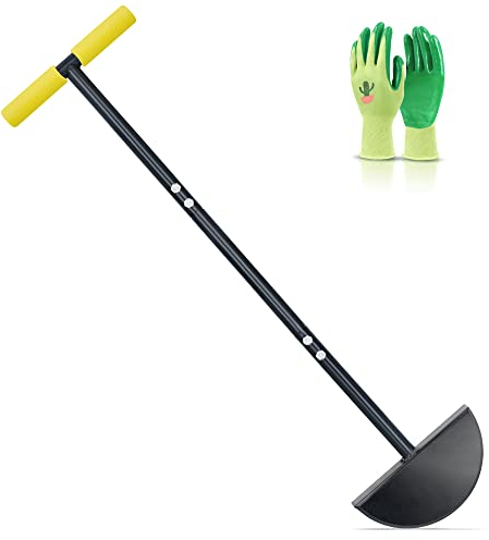 Colwelt Edger Lawn Tool, Half Moon Lawn Edger with Soft T-Grip, Manual Lawn Edger for Grass That Borders Sidewalks, Driveways, Gardens, 38-Inch