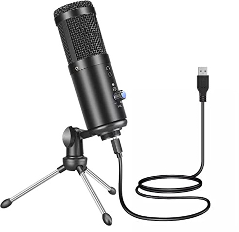 MSUDGH Microfono USB da tavolo in metallo, microfono a condensatore professionale, adatto per streaming multimediale per computer notebook????