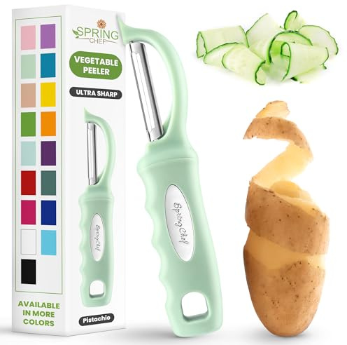 Spring Chef Swivel Vegetable Peeler with Ergonomic Handle, Pistachio
