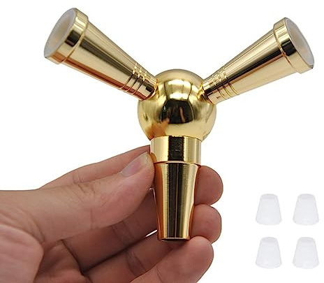 Adaptador de manguera de cachimba de 1 a 2 conectores de manguera divisores con 4 ojales adicionales, accesorios de fumar con sellado automático (dorado)