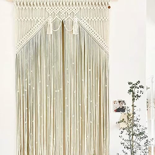 Makramee Wandbehang Vorhang,Große Gewebt Tapisserie Makramee Tür Hängend, Raumteiler Vorhänge Fenstervorhang Türvorhänge, Baumwolle Fadenvorhang,Boho Türvorhang,für Zimmer Hochzeitsfeier Dekor (Stil4)
