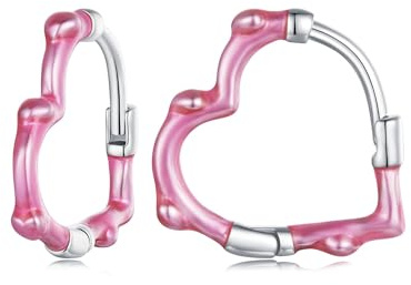 NewL Earrings for Women 925 Sterling Silver Colorful Heart Hoops Geometric Huggie Hoop Earrings Hypoallergenic Triangle Earring
