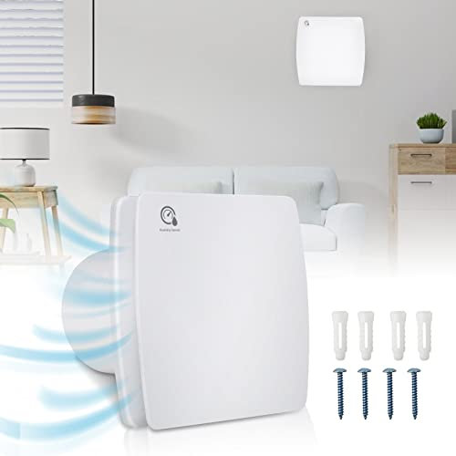 Faobureim Badlüfter 100mm Abluftventilator mit Feuchtigkeitssensor und Rückstauklappe Timer, Wandlüfter mit Nachlauf, leiser Badlüfter für Badezimmer, Keller, Küche, WC lüfter