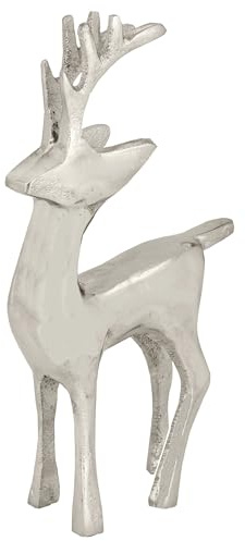 EGLO LIVING Deko Rentier Baligian, Weihnachtsdeko elegant | Tischdeko Weihnachten Wohnzimmer, Weihnachtsfigur Hirsch Reh, Metall in Silber, H 20 cm