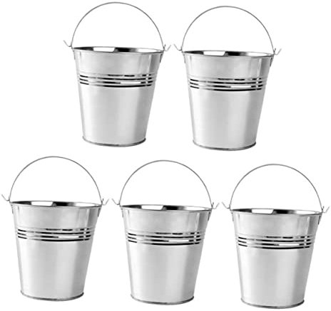 CIYODO Lot De 5 Seaux À Glace en Fer Petits Seaux Fleur pour Stockage De Collations Frites Et GlaçOns pour Bar Ktv FêTe Maison