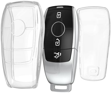 kwmobile Schlüsselhülle für Mercedes Benz Smart Key Autoschlüssel (nur Keyless) Hülle - Autoschlüssel Schlüssel Hülle aus TPU Silikon - Schlüsselschutz Gehäuse in Transparent