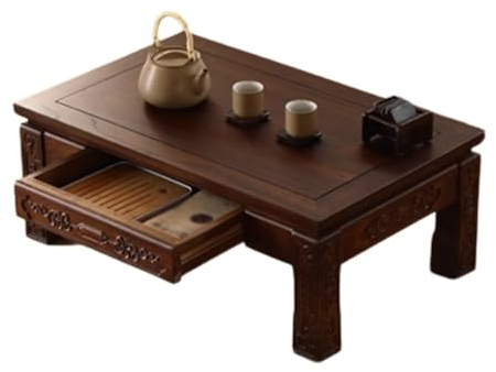 couchtisch Holz Antiker Couchtisch im japanischen Stil mit Schubladen Tatami-Couchtisch aus Holz Schlafzimmer Erkerfenster Teestube (Farbe: Helle Kaffeefarbe Größe: 70 x 45 x 30 cm)