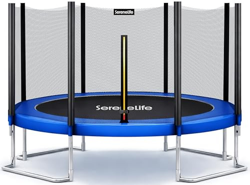 SereneLife Trampolin Exterior, Cama Elastica Infantil, con Red de Seguridad, Estable, Revestimiento Antioxidante