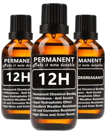 12H Nano Ceramic Coating for Cars Automobile Wax Better than 9H 10H Hardness 30ml 3bottle suit High Gloss Hydrophobicty Anti Scratch Car Paint Protection Kit Last for 3 Years Protection Stains and UV