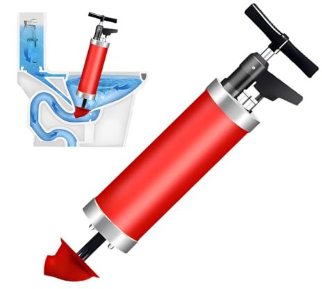 Qcesorib Desatascador Émbolo de Inodoro de Alta Presión Desatascador Tuberias a Presion Desatascador Tuberías WC Desatascador Profesional con Aire Comprimido, Manómetro Visual, Ventosas