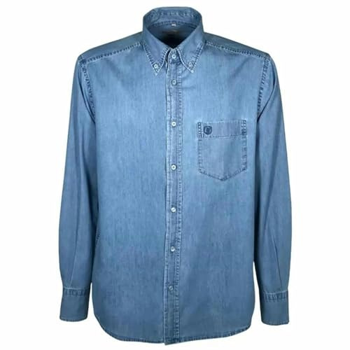 Saggio Sea Barrier Set Camicia Jeans da 1 o 3 Pezzi Taglia M a 3XL Manica Lunga in Cotone Denim con Bottoni Comfort Ideale per Ogni Occasione Azzurro 3XL