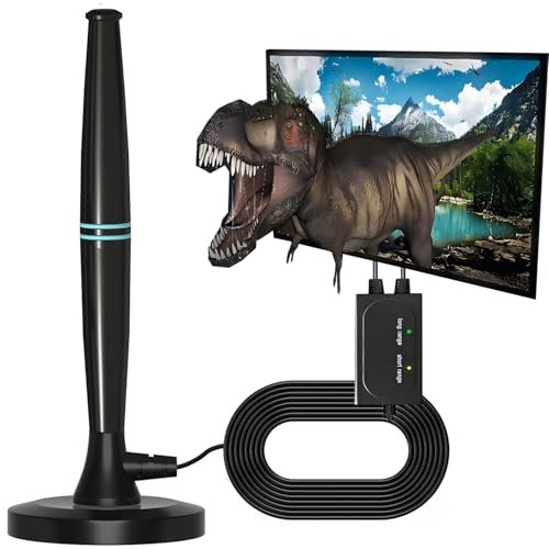 Rewave Antenne TV DVB-T2 Freeview Antenne TV numérique d'intérieur avec signal fort Portée de 950 miles Noir