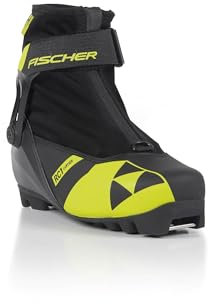 Fischer Junior RC1 Combi - Botas de esquí nórdico clásicas enrollables, transpirables, con soporte al tobillo, ajuste junior, botas de esquí de fondo, negro/amarillo, 40