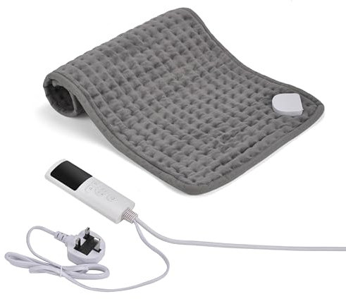 Electric Heat Pad with Automatic Switch Off 30x60cm 9 Heat Settings Energy Efficient Heating pad for Back Neck Shoulder Belly Heating Technology Detachable Controller Heat pad (Grey, 30cm x 60cm)