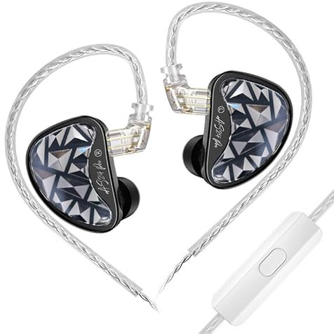 EZ EAR KZ AS24 PRO in ear monitor HiFi IEM, auriculares in ear 8BA con sonido de alta precisión, cubierta de impresión 3D con cable plateado para espectáculos de músicos y cantantes (con micrófono)