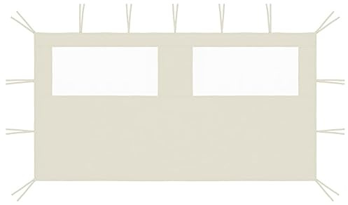 Tidyard Paroi latérale de belvédère avec fenêtres 4x2 m Crème, Tente de Réception, Gazebo Pavillon de Jardin, Tonnelle de Extérieur pour Camping, Spectacles, Fête, Terrasse, Plage
