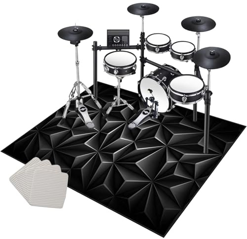 Drum Teppich Schlagzeug Teppich 180 x 140 cm rutschfeste Trommel Teppiche Schlagzeugteppich Schallschutzdecke Schlagzeugmatte Elektronisches Jazz Schlagzeug Kit für Bass Snare Drum Schlagzeug Matte