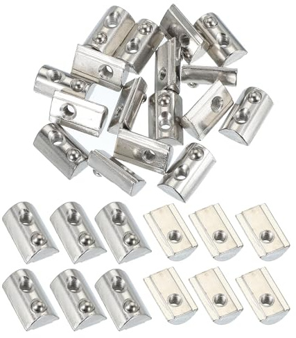 PATIKIL 4040 Series M5 t Slot Nuts, 20pcs Roll-in Spring Ball Loaded Elastic Nuts with 8mm Slot for Aluminum Extrusion Profile Rail 3D Printer, Silver