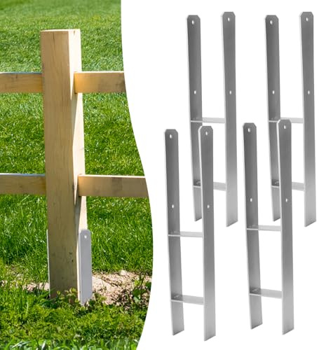 Gimisgu H-Pfostenanker 4 Stück H-anker Pfostenträger Bodenanker für Pfosten H-Pfostenschuh für Zaun und Gewächshaus Pfosten Vierkantholzpfosten(121x600mm)