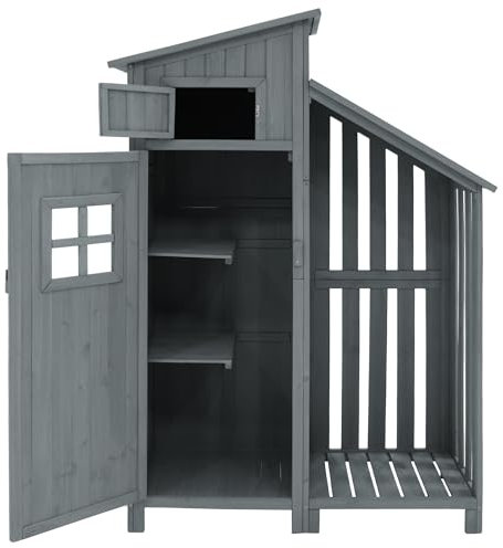 Gerätehaus Gartenschrank Geräteschuppen Geräteschrank, BxT: 124x46 cm,BxTxH:124x46x174cm, auch für kleine Gärten geeignet, Blau, (Holzhütte, 1 St., Gartenhaus) (Grau, A)