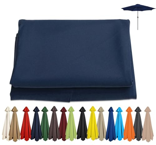 Auvent De Remplacement Pour Parasol De Terrasse - Toile De Parasol Deporté 6 Baleines/8 Baleines, Housse En Tissu De Parasol De Remplacement(Midnight,8 RIBS/350CM(11.5FT))