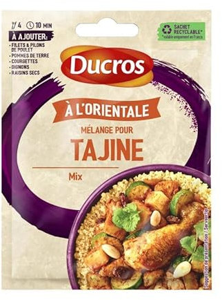 Apportez les saveurs authentiques du Maroc à vos plats avec le sachet Mélange Tajine 18g DUC.- Lot De 4
