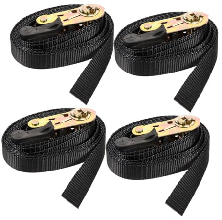 Alipis Cinghie di Fissaggio a Cricchetto 2,5 Cm x 2 m Set 4 Pezzi, Ancoraggi a Molla per Carichi Pesanti, Fissaggio Sicuro per Trasporto Auto e Logistica
