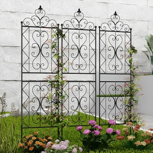 GUOGLZ Jardín Enrejado para Plantas Trepadoras Pantalla Enrejado Jardín Marco Enrejado Vid Prueba Óxido Enrejado Pepino Soporte Cultivo para Exteriores Interiores(Black,3pcs X 50X210cm)
