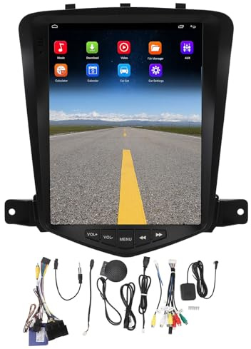 Brilluxa Unidad estéreo para coche, sistema GPS con pantalla táctil Android 12, reproductor de navegación CarPlay inalámbrico de 9.7 pulgadas