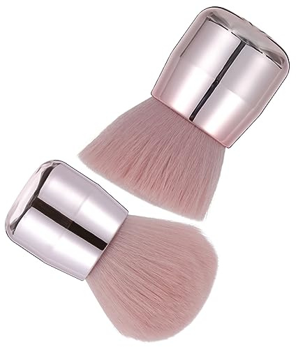 WOFASHPURET Mushroom Shape Makeup Brush Set 2pcs Retractable Loose Powder and Blusher Brushes for Face Liquid and Powder Cosmetics Travel Use