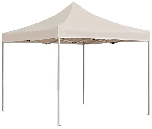 Tente de Réception Extérieure, 2x2 m en Aluminium Pliable, Chapiteau de Jardin avec Toit en PVC, Design Professionnel, pour Jardin, Terrasse, Événements, Couleur Crème, 2 x 2 x 3.15 m