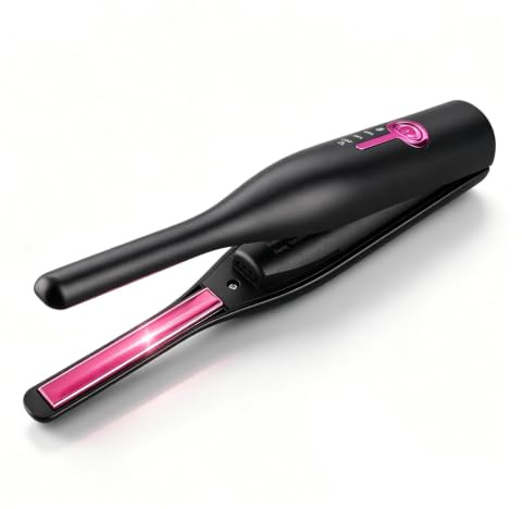 Yanmis Plancha Alisadora Tipo Lápiz, Rizador Alisador Pequeño para Cabello Corto, Flequillo y Cortes Pixie, Alisador de Pelo de Viaje Inalámbrico con Control de Temperatura Simple (BLACK)