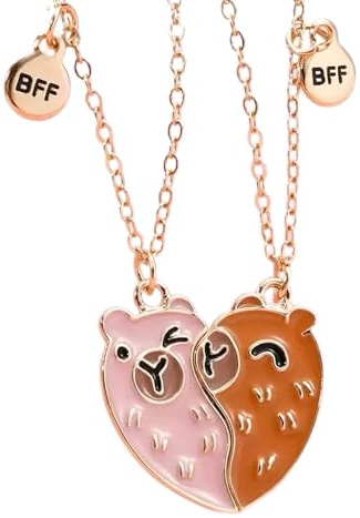 2 Stück Capybara Freundschaftskette für 2 Mädchen,Freundschaftsketten für Mädchen, Anhänger, Anhänger für Gute Freunde,Beste Freundinnen Halskette BFF Herz Hände Passende Ketten,Schlüsselanhänger