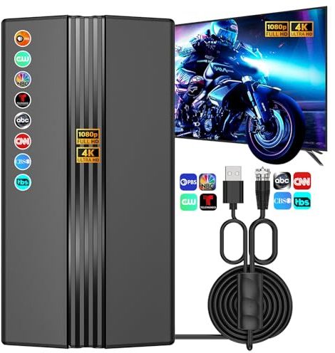 2026 TV Antenna for Smart TV, 2200+ Miles Range, 360° Reception, Indoor/Outdoor Antenna for Local Channels, Supports 4K 1080p HD, 33FT Coax Cable, Easy Installation Marine-Antennas