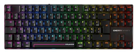 Cherry XTRFY MX 8.2 Pro TMR Wireless - Clavier Gaming TKL Magnétique-Mécanique, Switches Cherry MK Crystal Personnalisables, PBT, Hot-Swap, RapidTrigger, SnapKey/SOCD, Disposition FR AZERTY, Noir