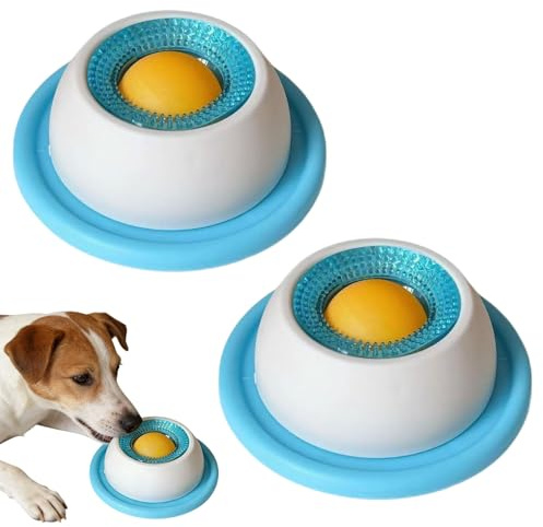 Boule a Lecher Chien et Chat, 2Pcs Tapis De Léchage Chien, Jouets d'enrichissement pour Chien, Bol À Lécher pour Chien À Alimentation Lente avec Ventouse, pour Une Alimentation