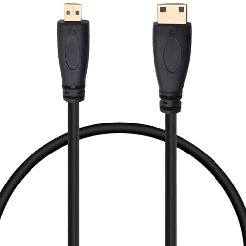 Flomiara Micro HDMI to Mini HDMI Cable 0.5m, Gold-Plated High Speed Type D to Type C HDMI Lead for Camera, DSLR, Tablet, Raspberry Pi, Camcorder & Portable Monitor, Black