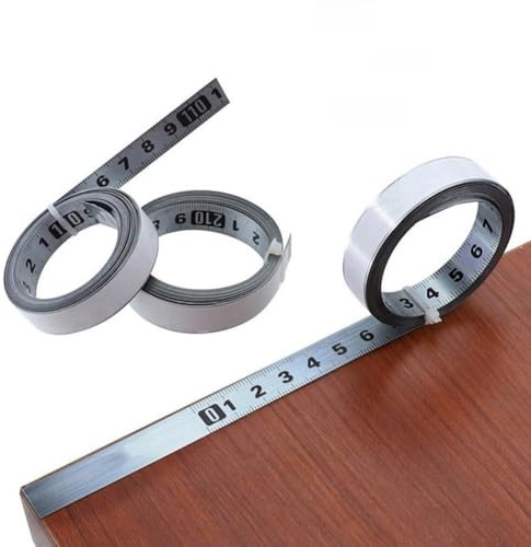Getdoublerich Stainless Steel Self-Adhesive Tape Measure 1-5M, Flexible MiteTrack Ruler with Clear Scale for Woodworking, Metal, Glass (L2R/R2L/M Type)